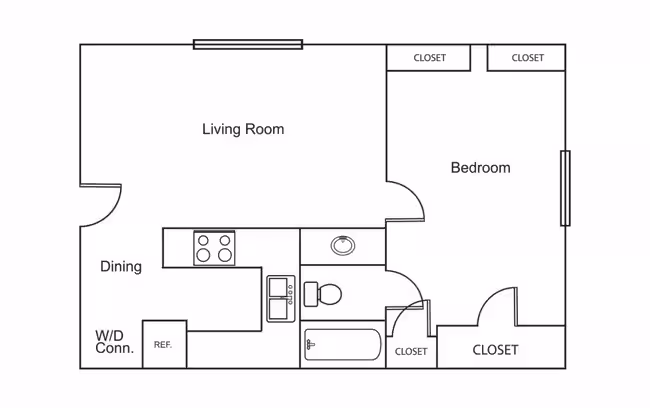 1 Bedroom / 1 Bath PD 2001 floor plan